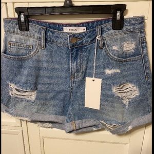 Ripped denim shorts